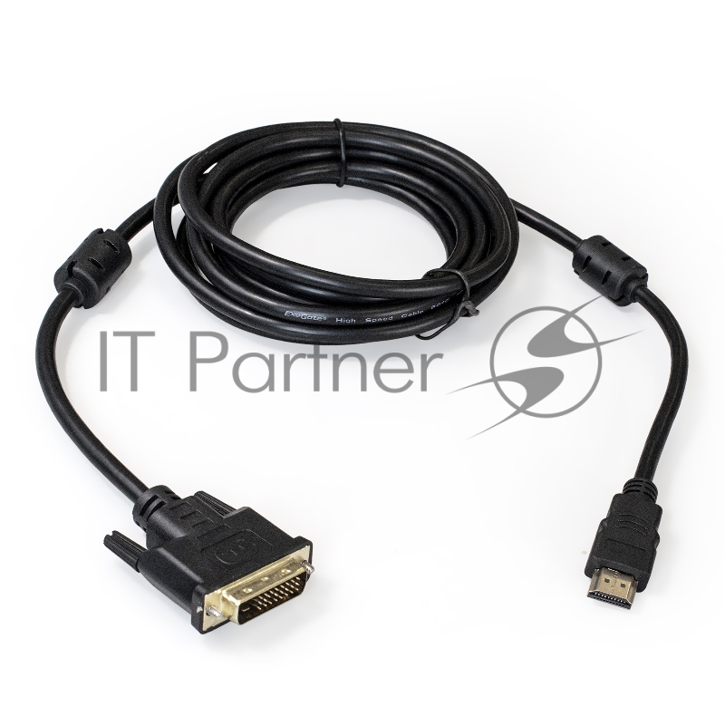 Кабель Exegate EX284906RUS HDMI-DVI ExeGate EX-CC-HDMIM-DVIM-2.0 (19M/25M, dual link, 2м, 2 фильтра, позолоченные контакты)