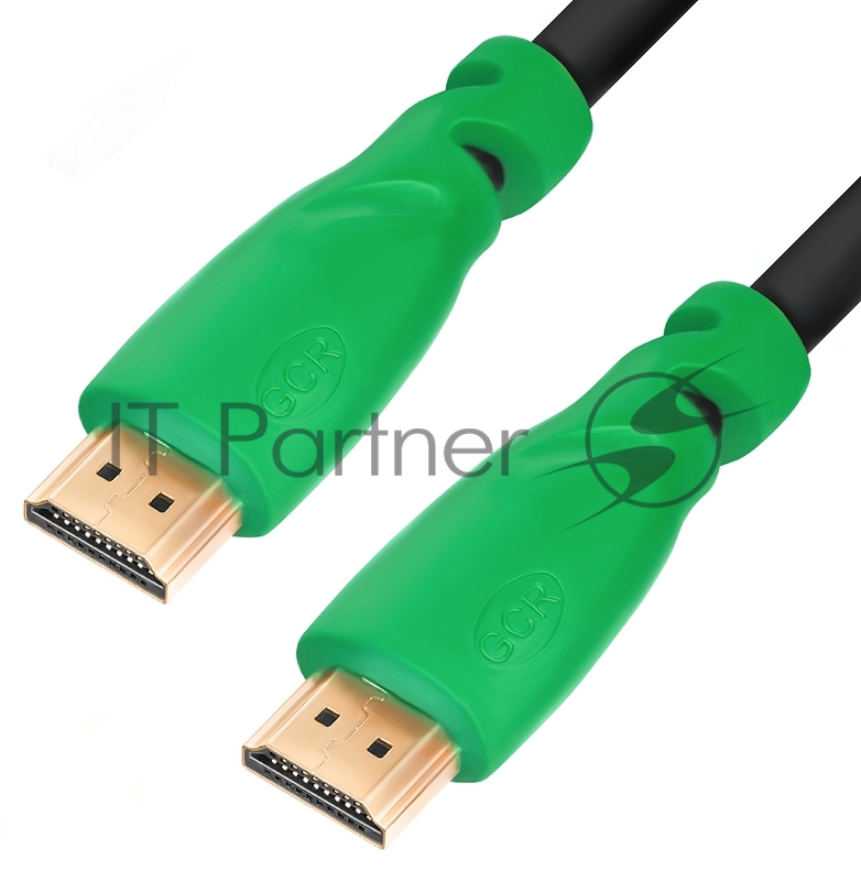 Кабель Greenconnect 3.0m, HDMI версия 2.0 HDR 4:2:2, Ultra HD, 4K 60 fps 60Hz/5K*30Hz, 3D, AUDIO, 18.0 Гбит/с, 28/28 AWG, OD7.3mm, тройной экран, черный, зеленые коннекторы, GCR-HM321-3.0m Greenconnect Кабель 3.0m, HDMI версия 2.0 HDR 4:2:2, Ultra HD