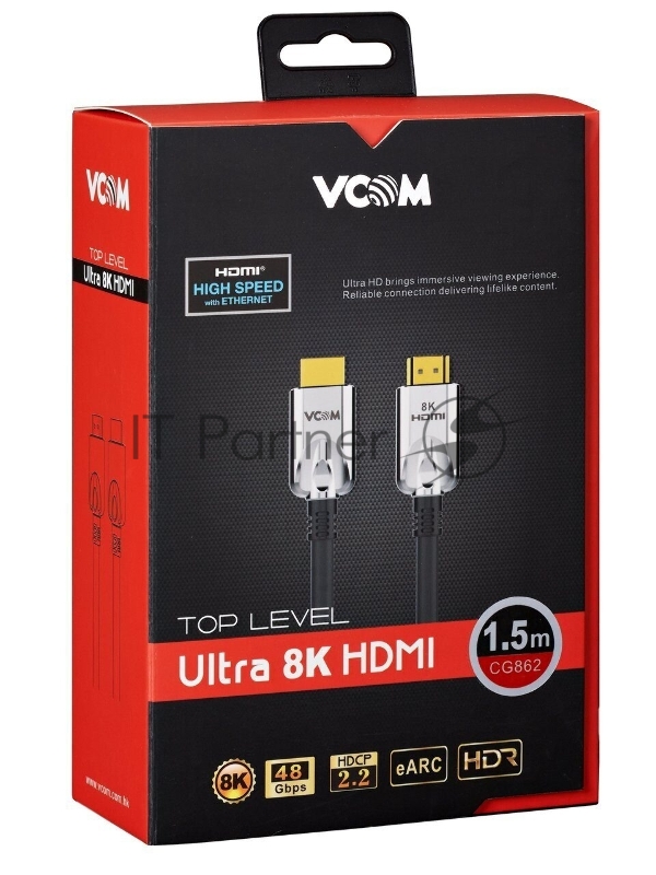 Кабель HDMI 19M/M,ver. 2.1, 8K@60 Hz 1.5m VCOM <CG862-1.5M> VCOM/TELECOM
