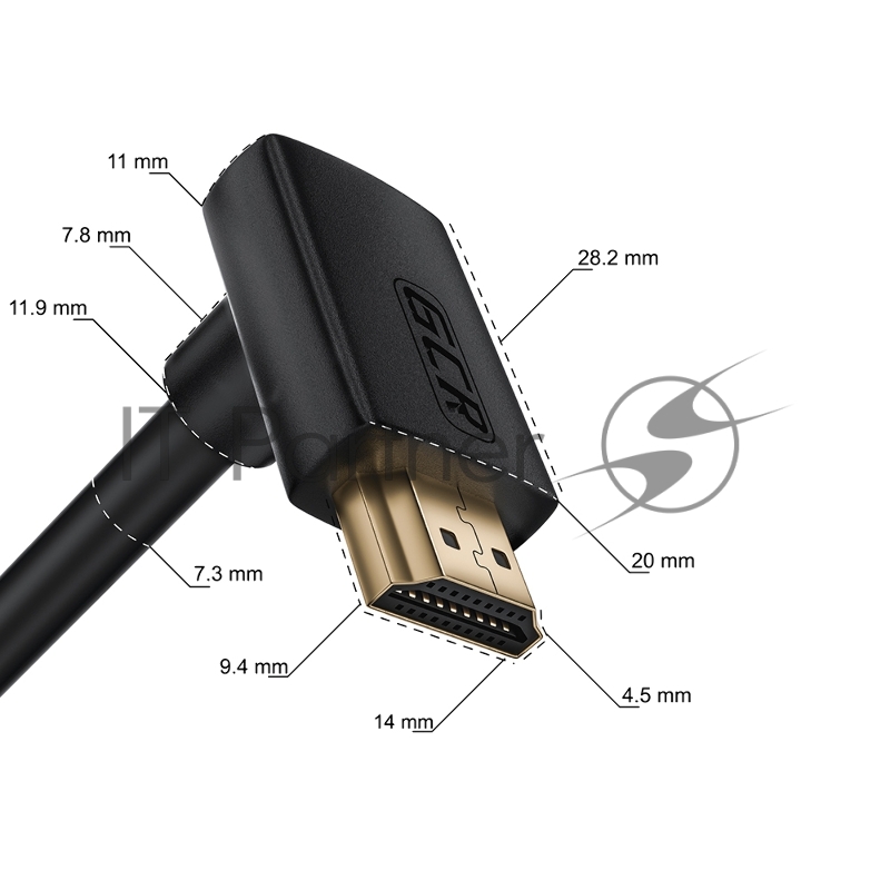 Кабель GCR 1.0m HDMI 2.0, M верхний угол/M верхний угол, черный нейлон, HDR 4:2:2, Ultra HD, 4K 60 fps 60Hz/5K*30Hz, 3D, AUDIO, 18.0 Гбит/с, 28/28 AWG, GCR-53271 GCR Кабель 1.0m HDMI 2.0, M верхний угол/M верхний угол, черный нейлон, HDR 4:2:2, Ultra