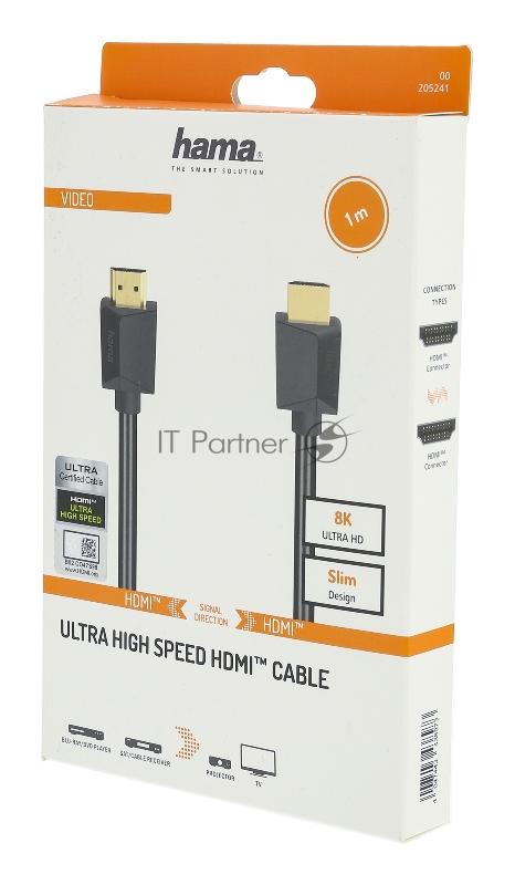 Кабель Hama H-205241 00205241 ver2.1 HDMI HDMI 1м черный (упак.:1шт) плоский