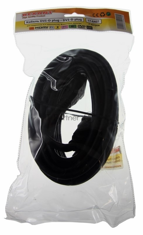 Шнур DVI-D - DVI-D 7M gold с фильтрами REXANT