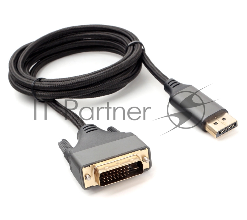 Кабель DisplayPort->DVI Cablexpert CC-DPM-DVIM-4K-6, 4K, 1.8м, 20M/25M, нейлоновая оплетка, метал. разъемы, пакет