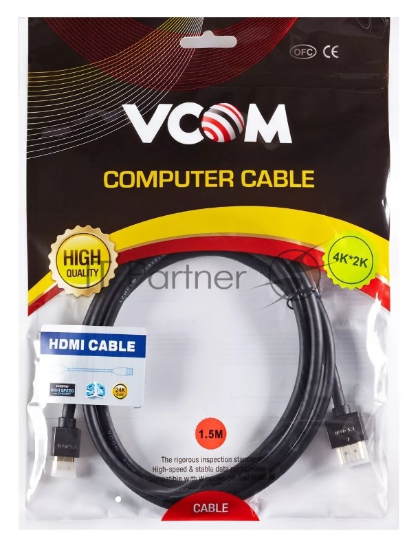 Кабель HDMI-19M --MiniHDMI-19M ver 2.0+3D/Ethernet,1.5m метал разъемы VCOM <CG506AC-1.5M>