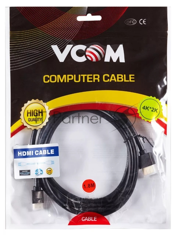 Кабель HDMI-19M --MiniHDMI-19M ver 2.0+3D/Ethernet,1.8m метал разъемы VCOM <CG506AC-1.8M>