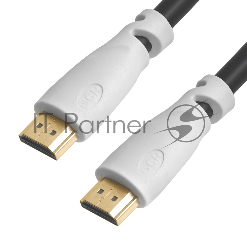 Кабель GCR Premium 3.0m HDMI версия 2.0, HDR, Ultra HD 4K60 Hz/ 5K30Hz, 3D, Ethernet 18.0 Гбит/с, OD8.0mm, 28/26 AWG, черный, белые коннекторы, GCR-51191