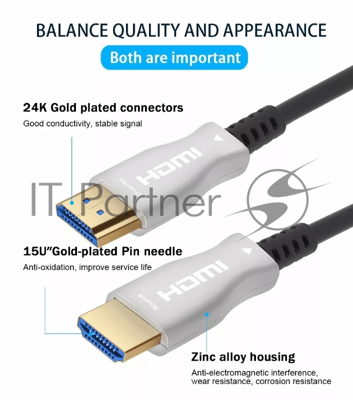 Активный оптический кабель HDMI 19M/M,ver. 2.0, 4K@60 Hz 20m Telecom <TCG2020-20M>