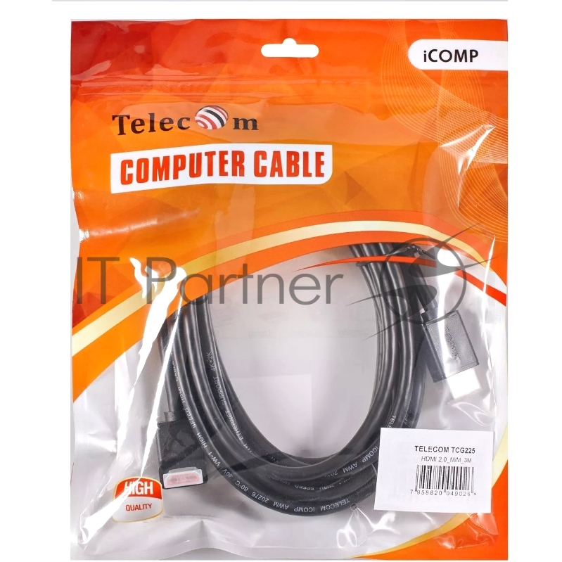 Кабель HDMI---HDMI ver 2.0 угловой коннектор 90град 3м,Telecom <TCG225-3M>