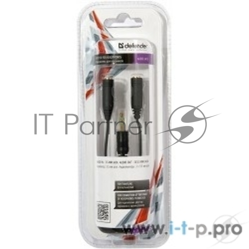 Аудио-переходник DEFENDER jack 3.5mm разветвитель на два разъема jack 3.5mm 63001