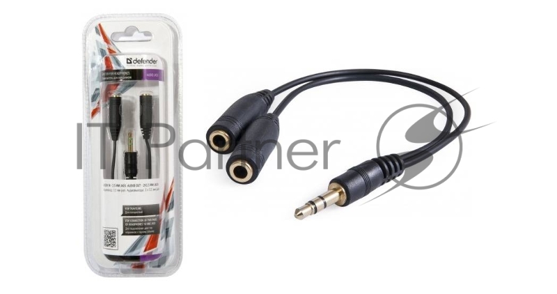 Аудио-переходник DEFENDER jack 3.5mm разветвитель на два разъема jack 3.5mm 63001