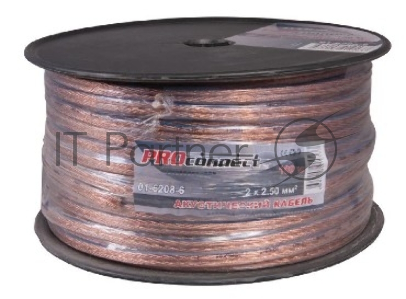 Кабель акустический, 2х2.50мм² PROCONNECT, прозрачный BLUELINE, 100м., 01-6208-6