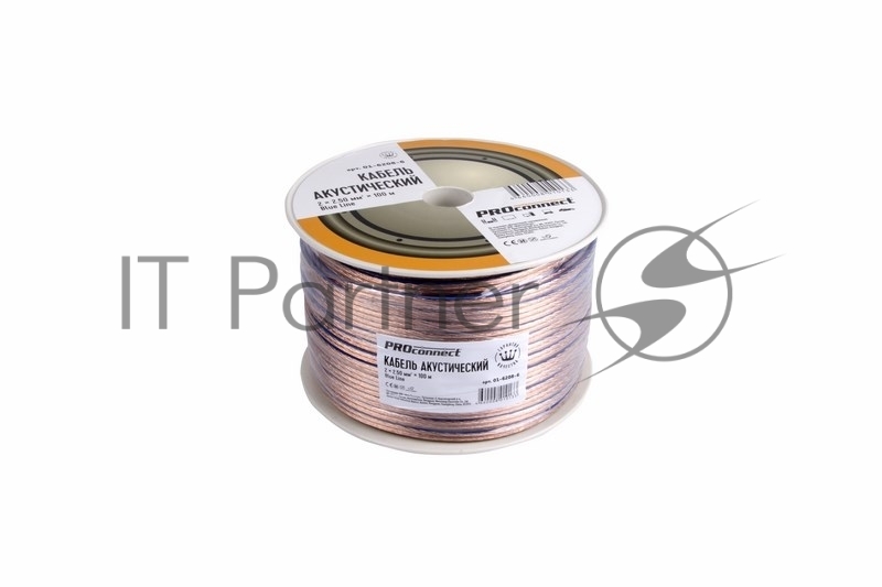 Кабель акустический, 2х2.50мм² PROCONNECT, прозрачный BLUELINE, 100м., 01-6208-6