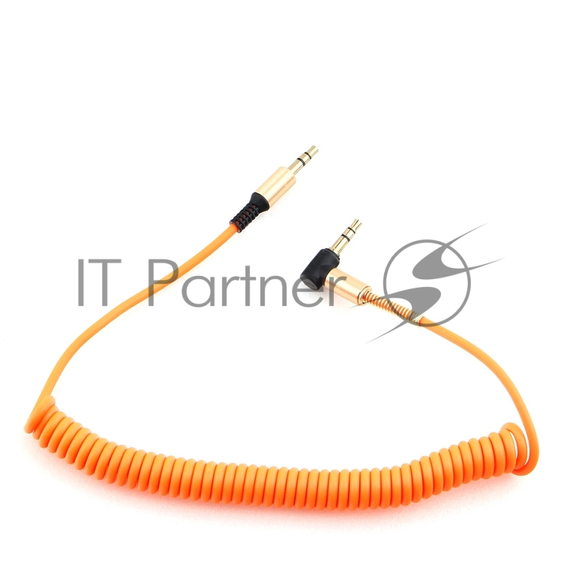 Кабель аудио 90˚ спиральный Cablexpert CCAB-02-35MMLC-1.8MO. 3.5 джек (M)/3.5 джек (M), оранжевый, 1.8м, блистер