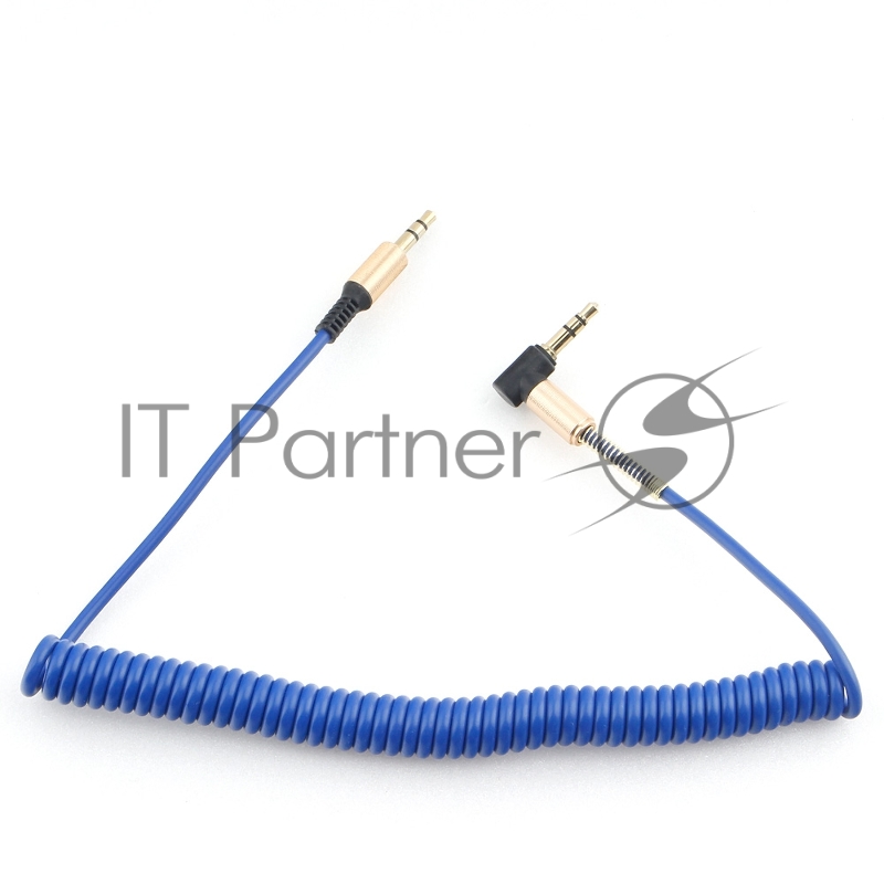 Кабель аудио 90˚ спиральный Cablexpert CCAB-02-35MMLC-1.8MU. 3.5 джек (M)/3.5 джек (M), синий, 1.8м, блистер