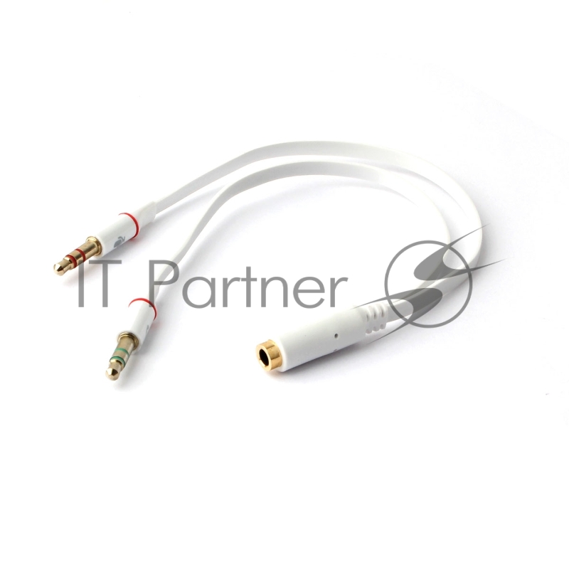 Кабель аудио Cablexpert CCAB-02-35F2M-0.2MB. 3.5 джек 4pin(F)/2х 3.5 джек(M) наушники и микрофон, черный, 0.2м, блистер