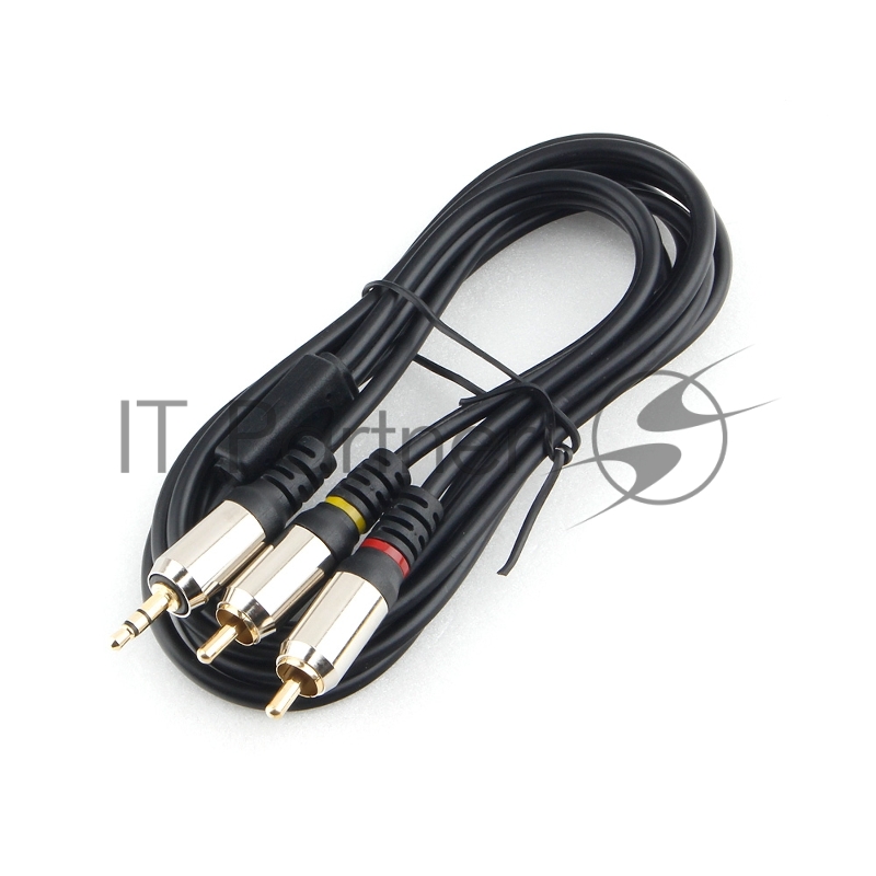 Кабель аудио Cablexpert CCAB-02-35M2RM-1.5MB. 3.5 джек(M)/2х RCA (M), черный, 1.5м, блистер