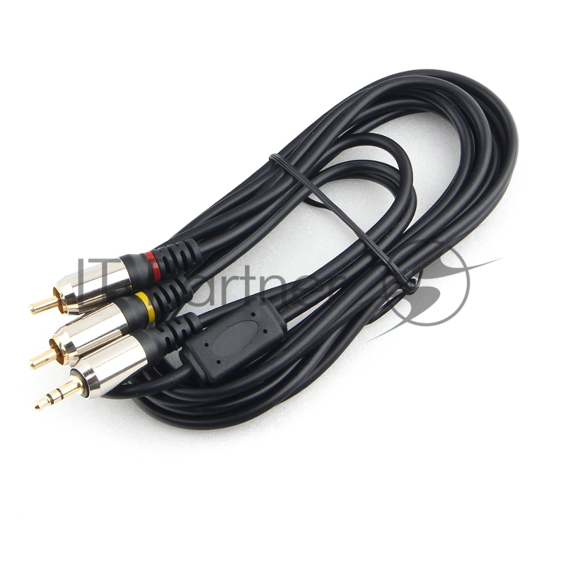 Кабель аудио Cablexpert CCAB-02-35M2RM-3MB. 3.5 джек(M)/2х RCA (M), черный, 3м, блистер