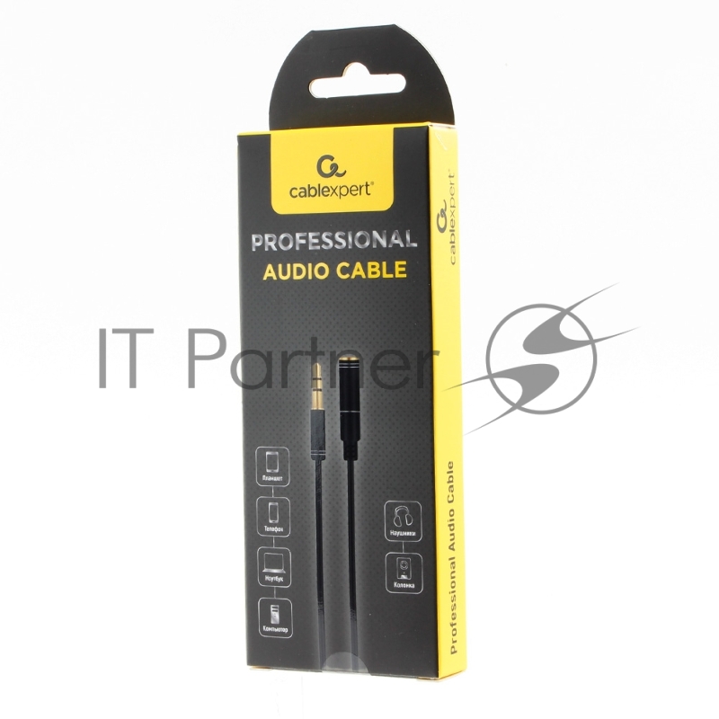 Кабель аудио удлинительный Cablexpert CCAB-02-35MF-2MB. 3.5 джек (M)/3.5 джек (F), черный, 2м, блистер
