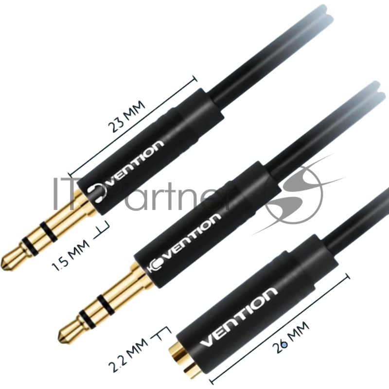 Переходник-разветвитель Vention гибкий Jack 3.5 mm F 4 pin/Jack 3.5 mm M x 2 - 1м BBDBF
