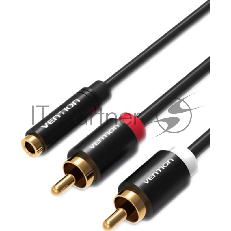 Кабель Vention аудио Jack 3,5 mm F/2RCA M - 1м Серый/Черный VAB-R01-S100
