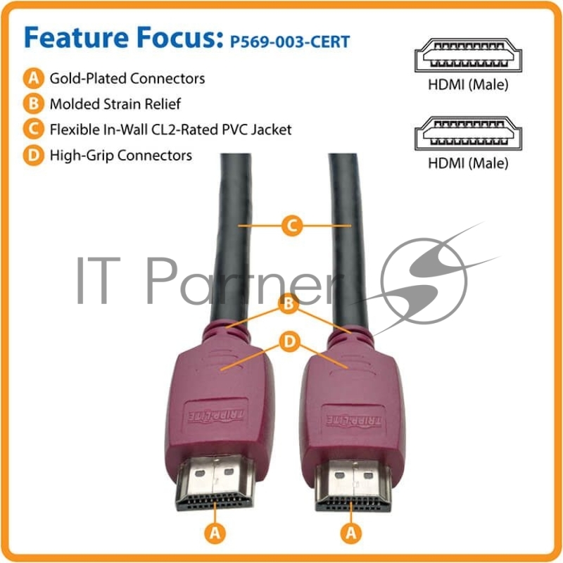 Кабель аудио-видео Tripplite HDMI (m)/HDMI (m) 1.8м. Позолоченные контакты черный (P569-006-CERT)