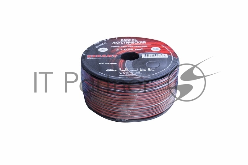 Кабель акустический REXANT 2х0,50 мм², красно-черный, бухта 100 м