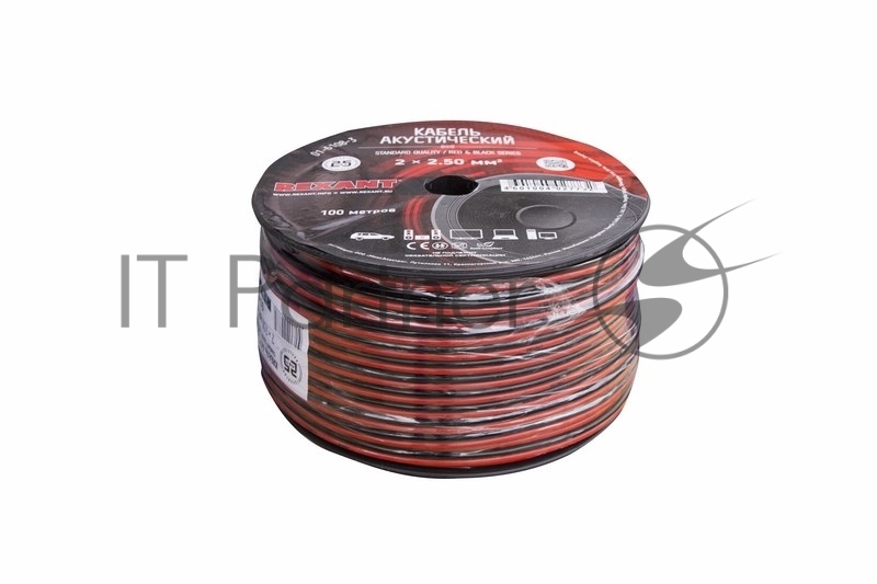 Кабель акустический REXANT 2х2,50 мм², красно-черный, бухта 100 м