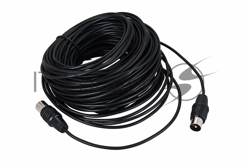 ВЧ кабель, ТВ гнездо - ТВ штекер, длина 15 метров, чeрный REXANT