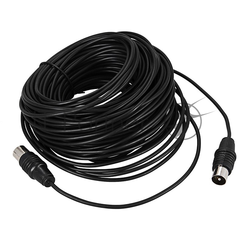 ВЧ кабель, ТВ гнездо - ТВ штекер, длина 25 метров, чeрный REXANT