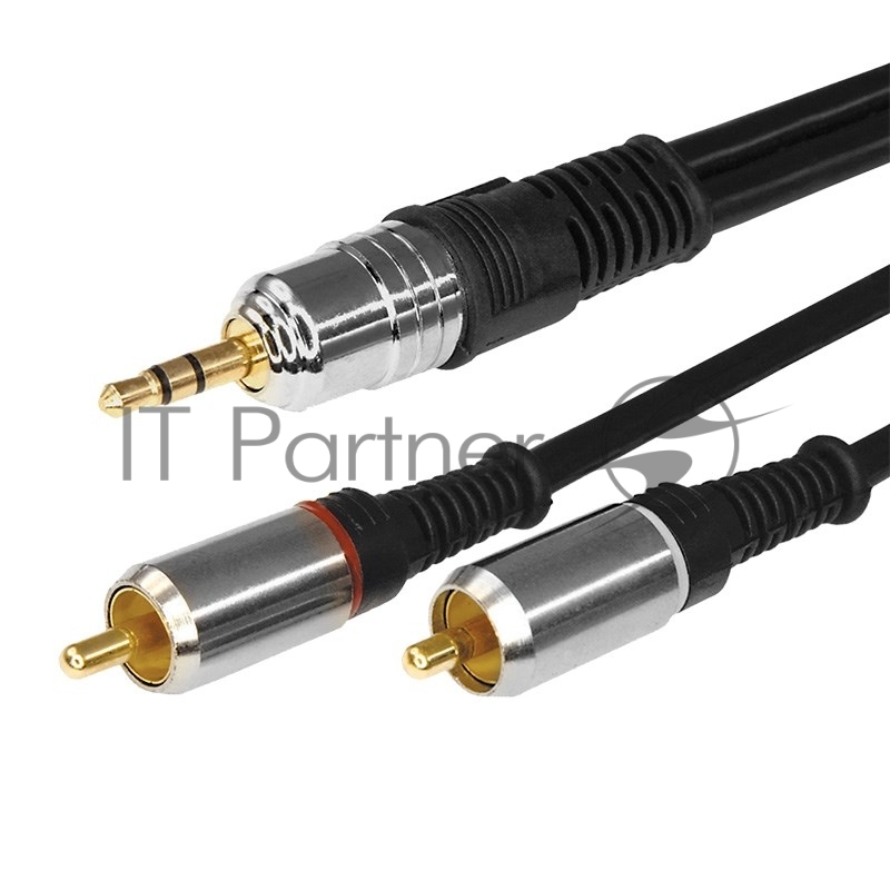 Шнур Стерео 3,5 мм - 2 RCA, длина 1,5 метра (GOLD-металл) REXANT