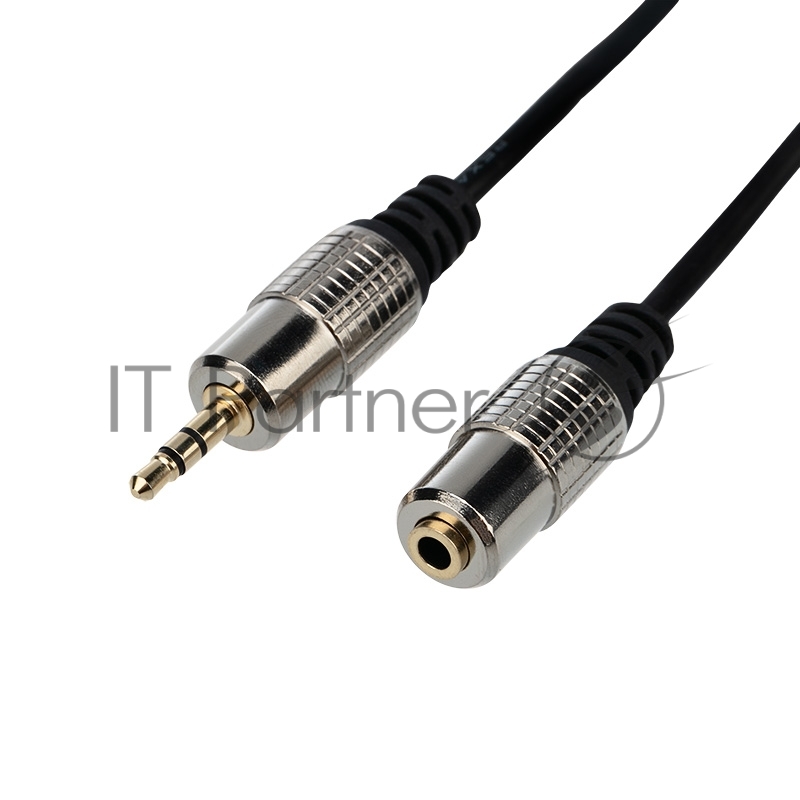 Шнур Стерео 3,5 мм гнездо - Стерео 3,5 мм штекер, длина 1,5 метра (GOLD- металл) REXANT