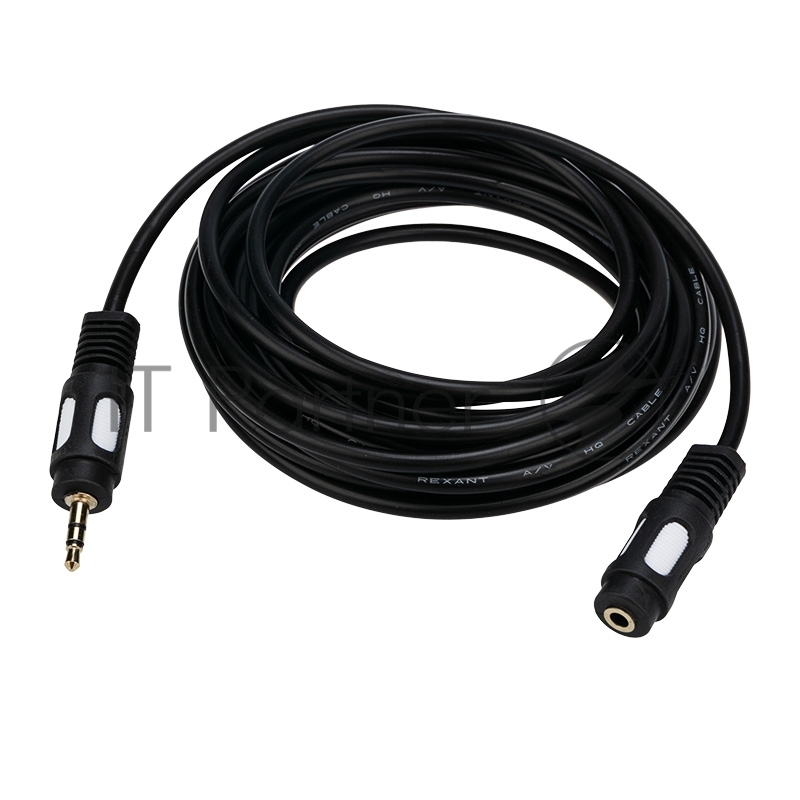 Шнур Стерео 3,5 мм гнездо - Стерео 3,5 мм штекер, длина 3 мeтра (GOLD) REXANT