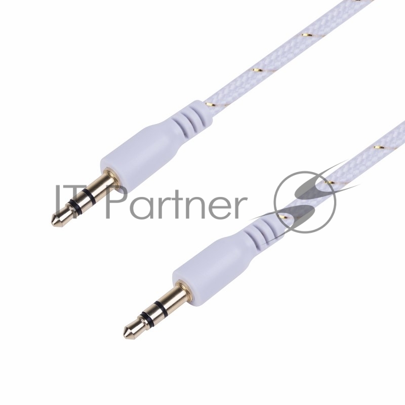 Аудиокабель AUX 3.5 мм в тканевой оплетке 1 м белый REXANT