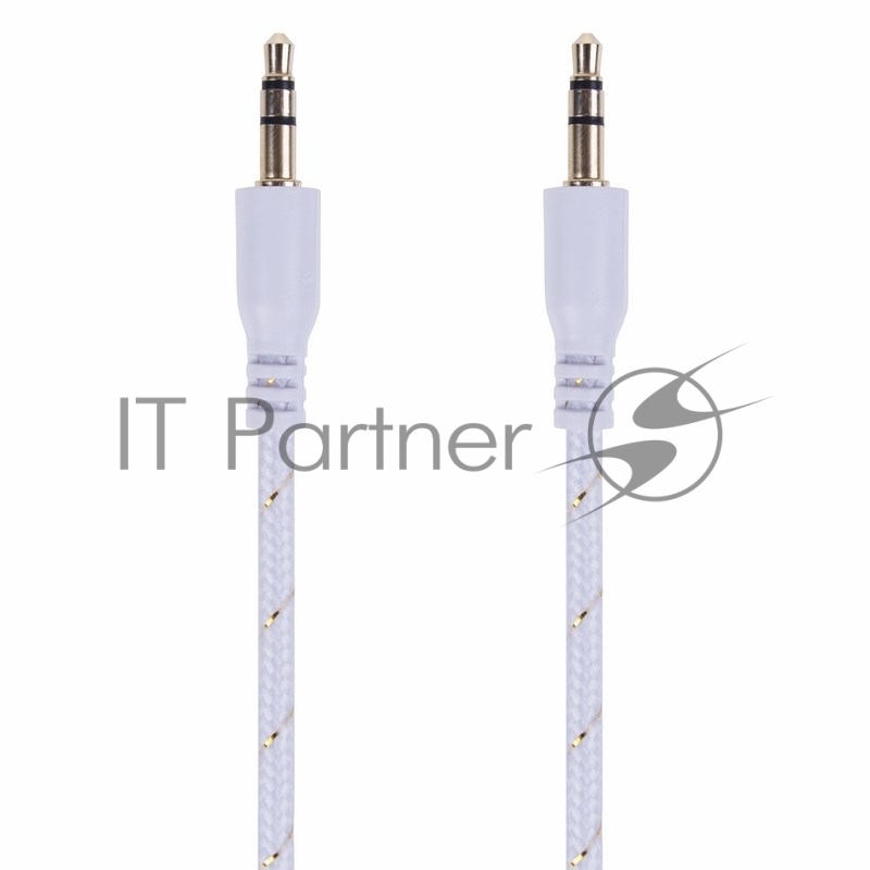 Аудиокабель AUX 3.5 мм в тканевой оплетке 1 м белый REXANT