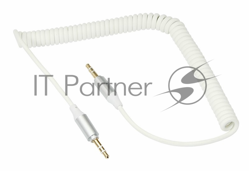 Аудиокабель AUX 3.5 мм шнур спираль 1 м белый
