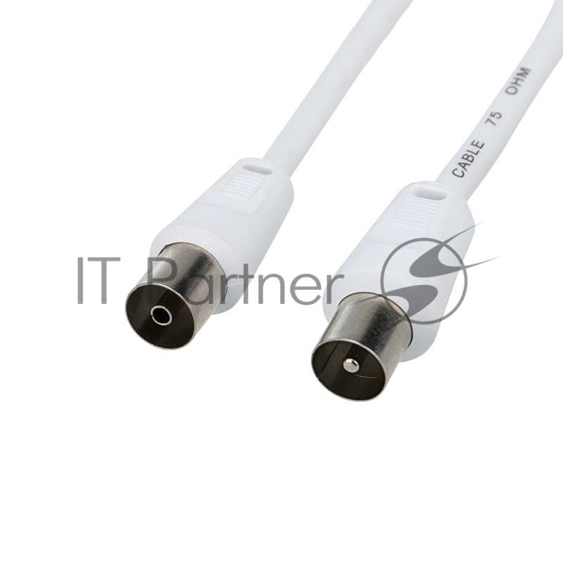 Шнур ТВ гнездо - ТВ штекер, длина 1,5 метра, белый REXANT