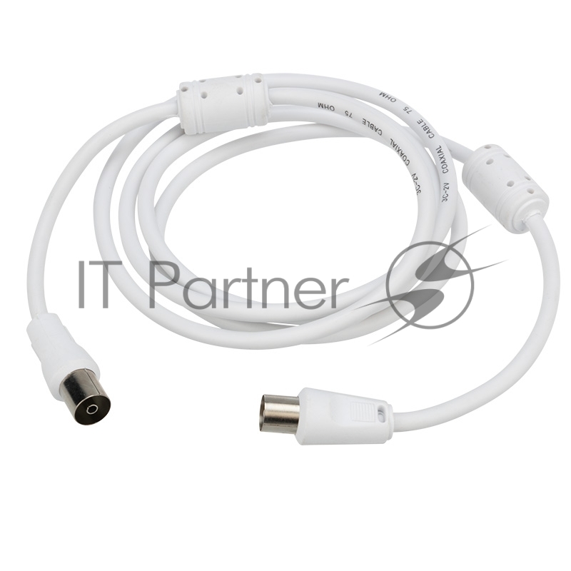 Шнур ТВ гнездо - ТВ штекер, длина 1,5 метра, белый REXANT