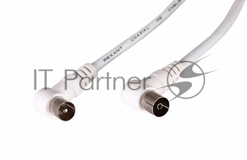 Шнур ТВ гнездо - ТВ штекер, угловой, длина 3 метра, белый REXANT