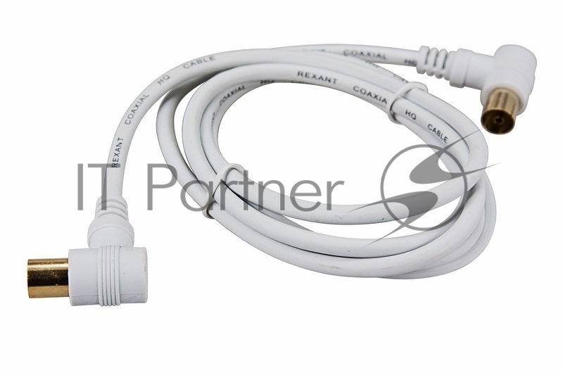 Шнур ТВ гнездо - ТВ штекер, угловой, длина 3 метра, белый REXANT