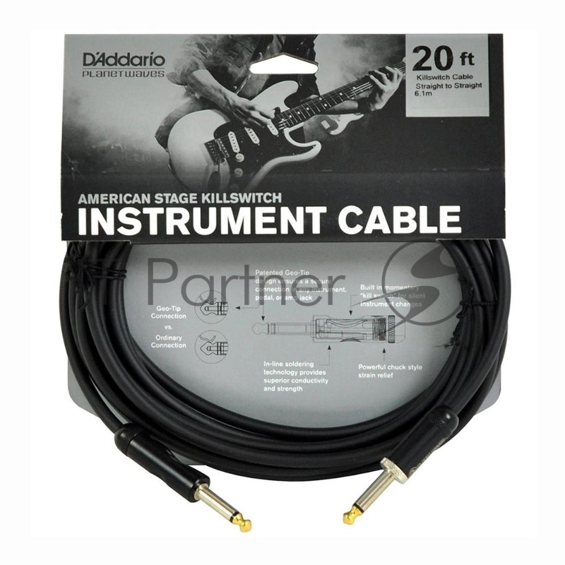 Кабель инструментальный, с кнопкой откл., American Stage джек-джек, 6,10 м. PLANET WAVES PW-AMSK-20