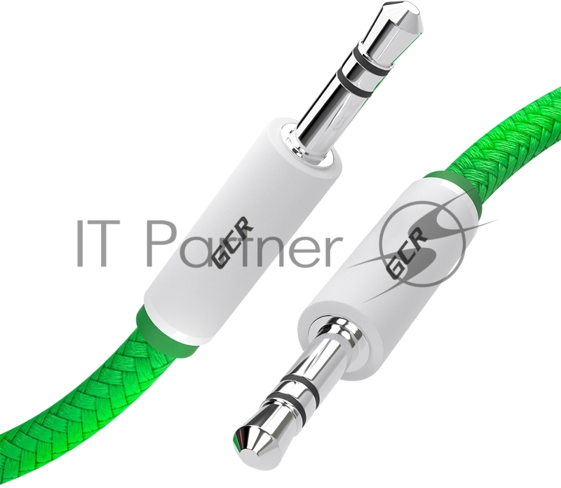 Кабель аудио Greenconnect 0.5m jack 3,5mm/jack 3,5mm зеленый нейлон, белые коннекторы зеленая окантовка, ультрагибкий, 28 AWG, M/M, Premium, экран, стерео, GCR-AVC8262-0.5m