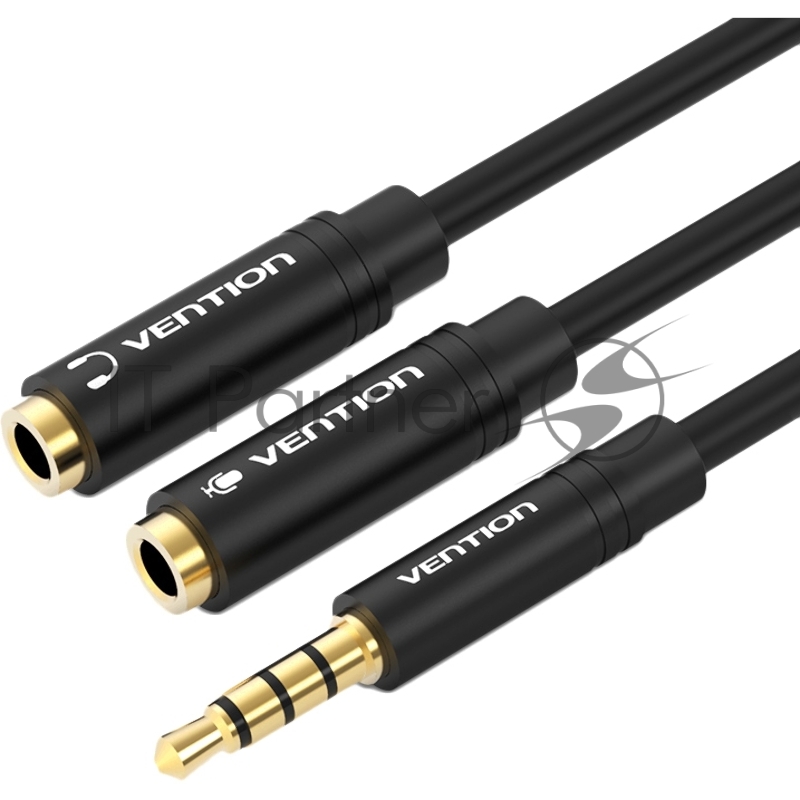 Переходник-разветвитель Vention гибкий Jack 3.5 mm M 4 pin/Jack 3.5 mm F x 2 - 0.3м BBCBY