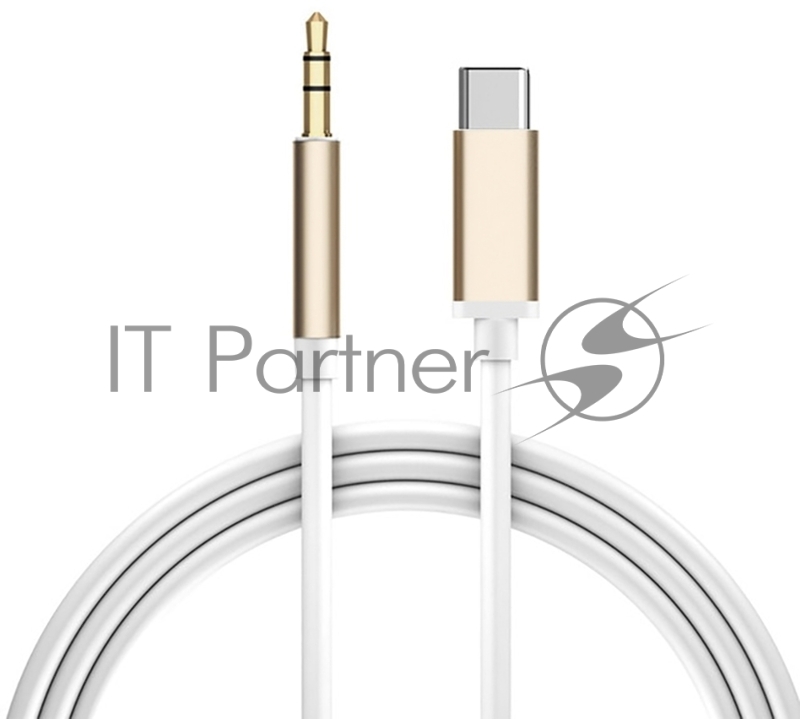 Кабель аудио Greenconnect TypeC - AUX jack 3,5mm, ультрагибкий, белый, золотой, GCR-52325