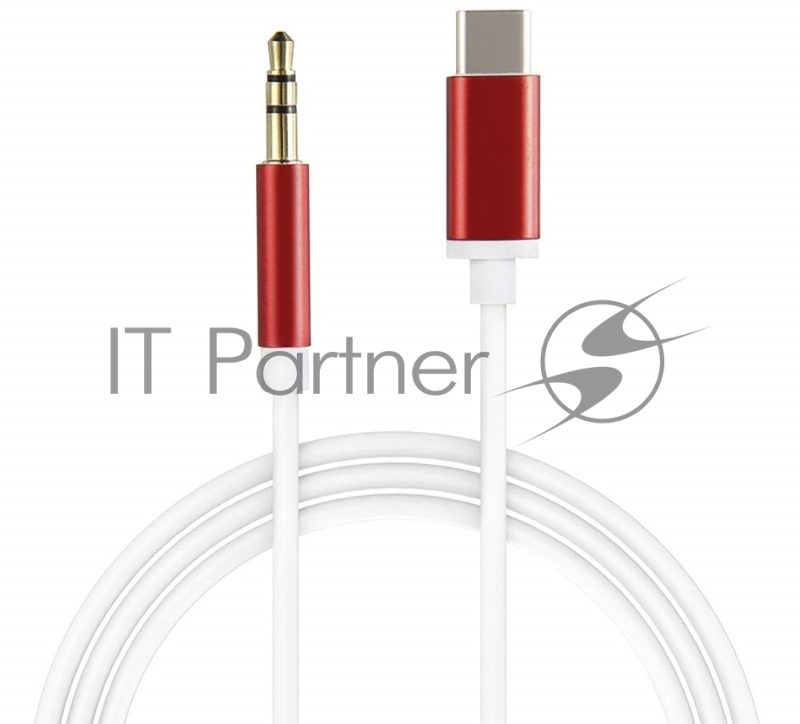 Кабель аудио Greenconnect TypeC - AUX jack 3.5mm, ультрагибкий, белый, красный, GCR-52327