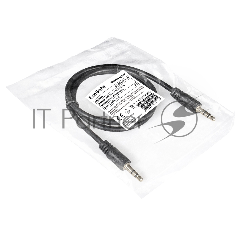 Кабель аудио ExeGate EX284941RUS EX-CCA-404-0.5 (3.5mm Jack M/3.5mm Jack M, 0,5м, позолоченные контакты)