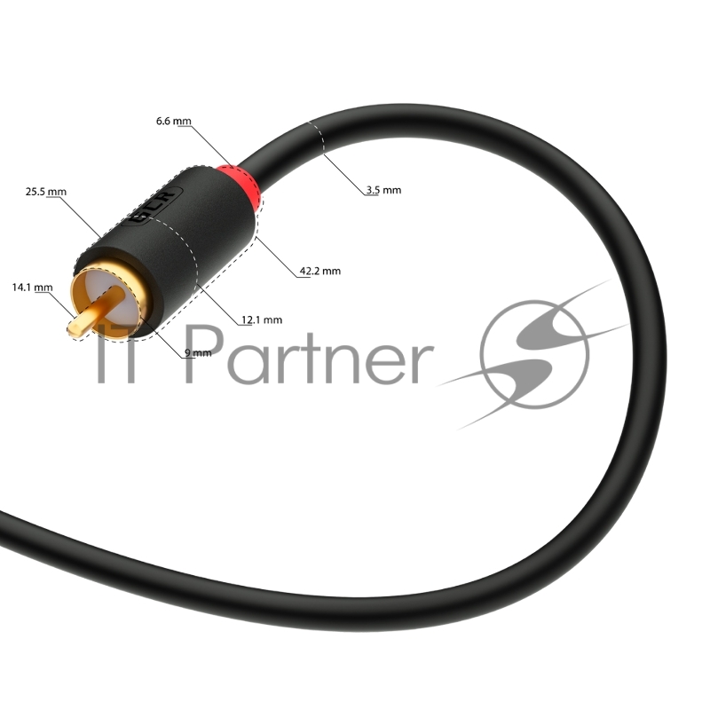 Кабель GCR 3.0m аудио 3 х RCA / 3 х RCA , GOLD, черный, GCR-51821