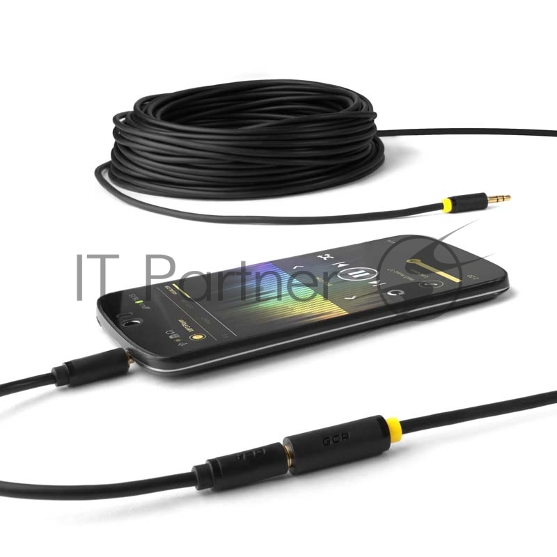 Удлинитель аудио GCR 1.5m jack 3.5mm/jack 3.5mm черный, желтая окантовка, ультрагибкий, 28AWG, M/F, Premium GCR-STM1114-1.5m, экран, стерео