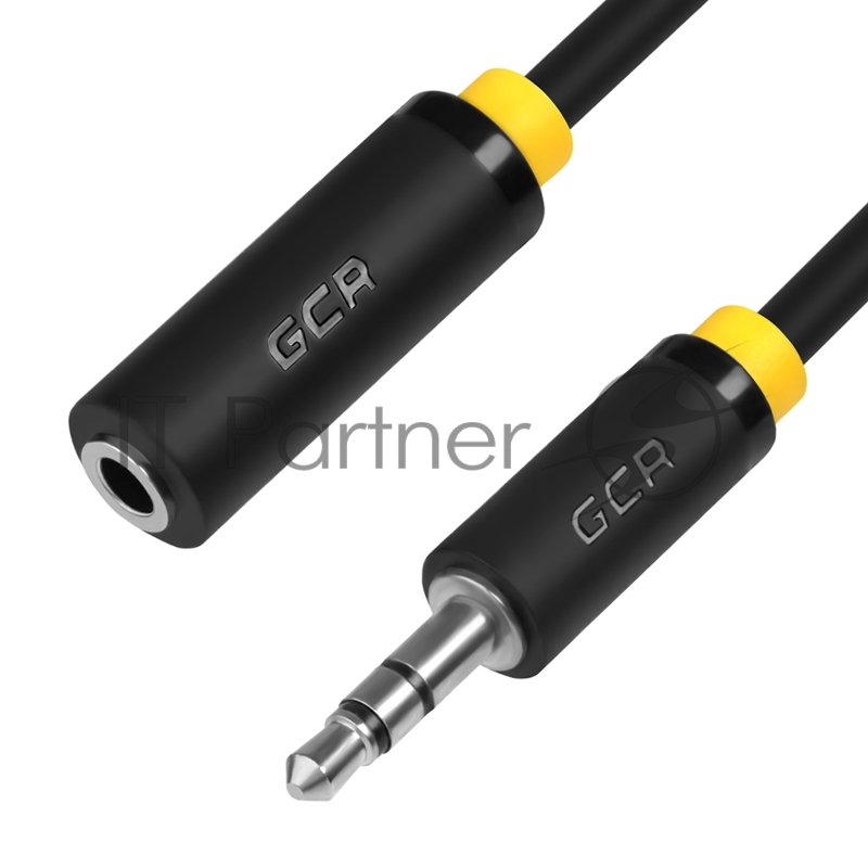 Удлинитель аудио GCR 3.0m jack 3,5mm/jack 3,5mm черный, желтая окантовка, ультрагибкий, 28AWG, M/F, Premium GCR-STM1114-3.0m, экран, стерео