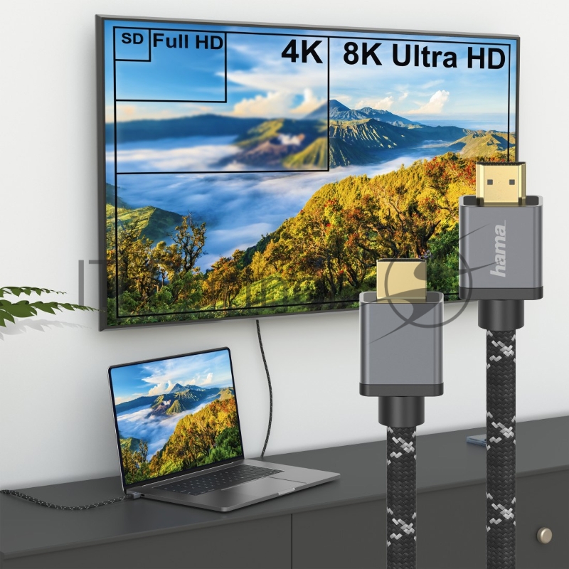 Кабель аудио-видео Hama Ultra High Speed HDMI 8K HDMI (m)/HDMI (m) 2м. Позолоченные контакты серый (уп.:1шт) (00200504)