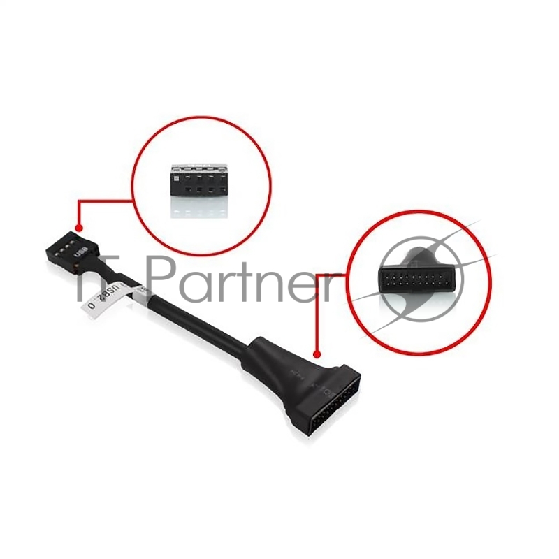 Переходник для материнской платы Espada USB 2.0 IDC 10pin/9pin female to USB 3.0 20pin/19pin male 15см, EPOW10pin20pin